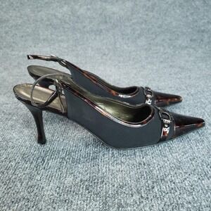 Stuart Weitzman Shoes Womens 11.5M Black Tortoise Slingback Stiletto Heels Dress